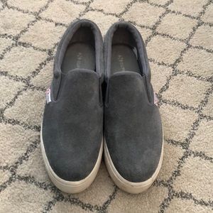 Grey suede Superga platform Slip-On